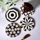 Handmade Black and White Round Resin Set of 4 Decorative Table Coasters